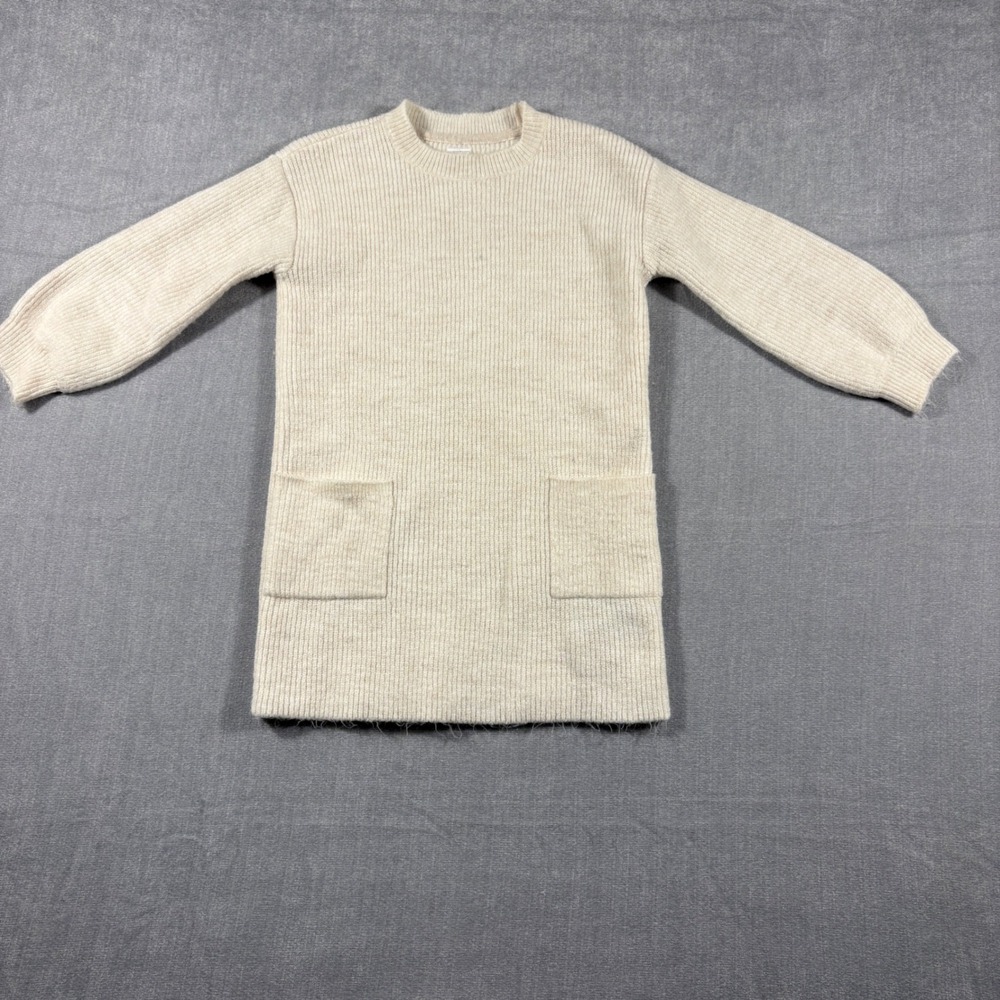 Baby Gap Toddler Girls Cream Ribbed Knit Sweater Dress Pockets Size 4T - Picture 3 of 8